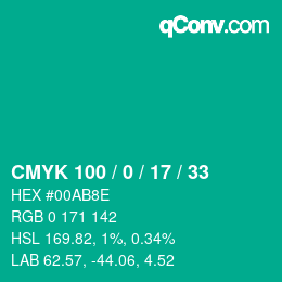 Código de color: CMYK 100 / 0 / 17 / 33 | qconv.com