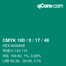 Color code: CMYK 100 / 0 / 17 / 48 | qconv.com