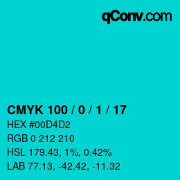 Color code: CMYK 100 / 0 / 1 / 17 | qconv.com