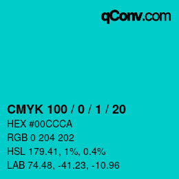 Color code: CMYK 100 / 0 / 1 / 20 | qconv.com