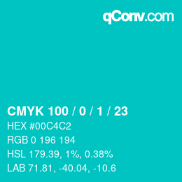 Color code: CMYK 100 / 0 / 1 / 23 | qconv.com