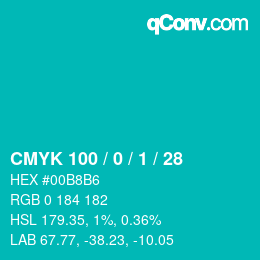 Color code: CMYK 100 / 0 / 1 / 28 | qconv.com