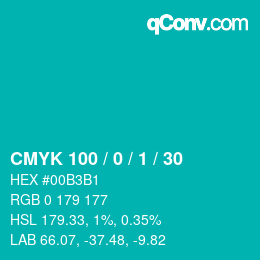 Color code: CMYK 100 / 0 / 1 / 30 | qconv.com