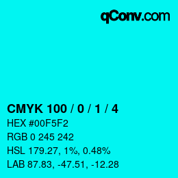 颜色代码: CMYK 100 / 0 / 1 / 4 | qconv.com