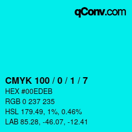 カラーコード: CMYK 100 / 0 / 1 / 7 | qconv.com