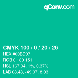 Color code: CMYK 100 / 0 / 20 / 26 | qconv.com