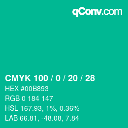 Color code: CMYK 100 / 0 / 20 / 28 | qconv.com