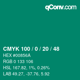 Color code: CMYK 100 / 0 / 20 / 48 | qconv.com