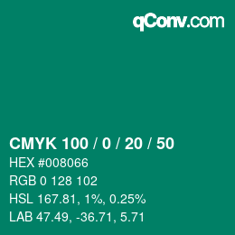 Color code: CMYK 100 / 0 / 20 / 50 | qconv.com