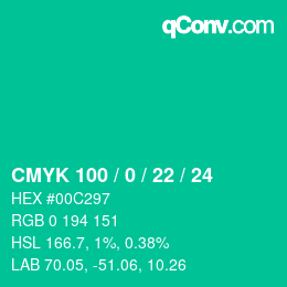 Color code: CMYK 100 / 0 / 22 / 24 | qconv.com