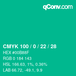 Color code: CMYK 100 / 0 / 22 / 28 | qconv.com