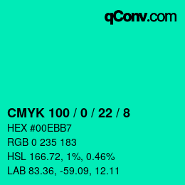 Color code: CMYK 100 / 0 / 22 / 8 | qconv.com