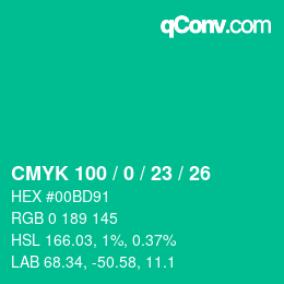 Color code: CMYK 100 / 0 / 23 / 26 | qconv.com