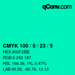 カラーコード: CMYK 100 / 0 / 23 / 5 | qconv.com