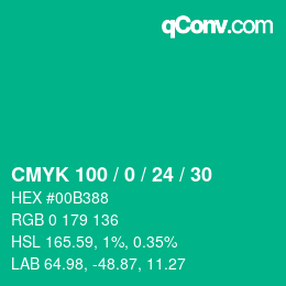 カラーコード: CMYK 100 / 0 / 24 / 30 | qconv.com