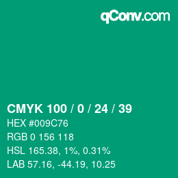 Color code: CMYK 100 / 0 / 24 / 39 | qconv.com