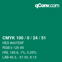 Color code: CMYK 100 / 0 / 24 / 51 | qconv.com