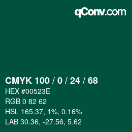 カラーコード: CMYK 100 / 0 / 24 / 68 | qconv.com