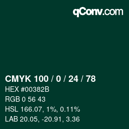 Color code: CMYK 100 / 0 / 24 / 78 | qconv.com