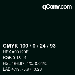 Color code: CMYK 100 / 0 / 24 / 93 | qconv.com