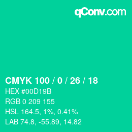 Farbcode: CMYK 100 / 0 / 26 / 18 | qconv.com