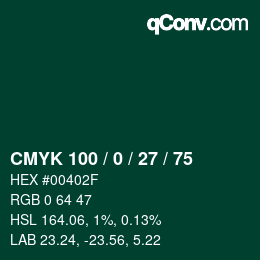 Color code: CMYK 100 / 0 / 27 / 75 | qconv.com