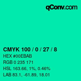 Color code: CMYK 100 / 0 / 27 / 8 | qconv.com