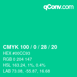 Color code: CMYK 100 / 0 / 28 / 20 | qconv.com