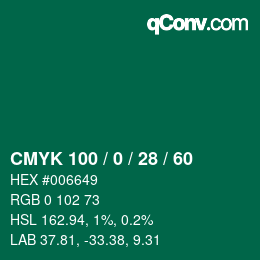 颜色代码: CMYK 100 / 0 / 28 / 60 | qconv.com