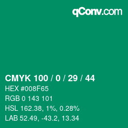 Color code: CMYK 100 / 0 / 29 / 44 | qconv.com