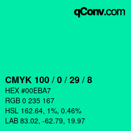 Farbcode: CMYK 100 / 0 / 29 / 8 | qconv.com