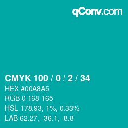 Color code: CMYK 100 / 0 / 2 / 34 | qconv.com