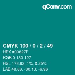 Color code: CMYK 100 / 0 / 2 / 49 | qconv.com