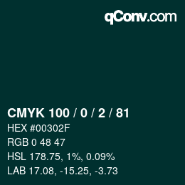 Código de color: CMYK 100 / 0 / 2 / 81 | qconv.com
