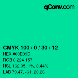 Code couleur: CMYK 100 / 0 / 30 / 12 | qconv.com