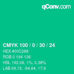 Color code: CMYK 100 / 0 / 30 / 24 | qconv.com