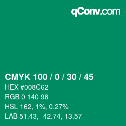 Color code: CMYK 100 / 0 / 30 / 45 | qconv.com