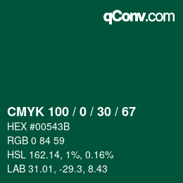 Color code: CMYK 100 / 0 / 30 / 67 | qconv.com