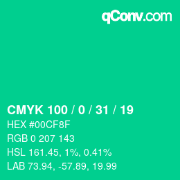 Color code: CMYK 100 / 0 / 31 / 19 | qconv.com