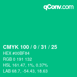 Color code: CMYK 100 / 0 / 31 / 25 | qconv.com
