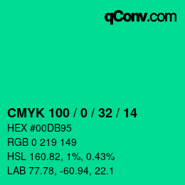 カラーコード: CMYK 100 / 0 / 32 / 14 | qconv.com
