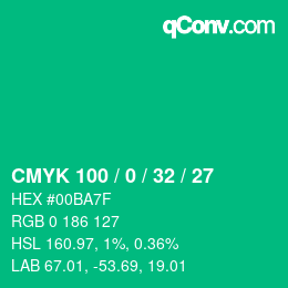 Farbcode: CMYK 100 / 0 / 32 / 27 | qconv.com