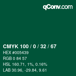 Color code: CMYK 100 / 0 / 32 / 67 | qconv.com
