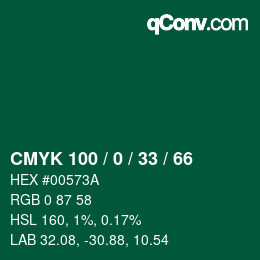 颜色代码: CMYK 100 / 0 / 33 / 66 | qconv.com