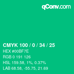 Color code: CMYK 100 / 0 / 34 / 25 | qconv.com