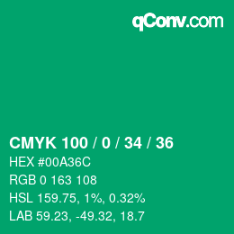 カラーコード: CMYK 100 / 0 / 34 / 36 | qconv.com