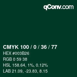 Color code: CMYK 100 / 0 / 36 / 77 | qconv.com