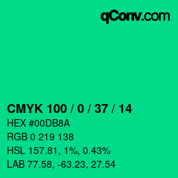 颜色代码: CMYK 100 / 0 / 37 / 14 | qconv.com
