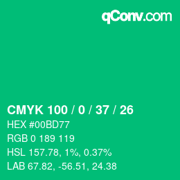 Color code: CMYK 100 / 0 / 37 / 26 | qconv.com