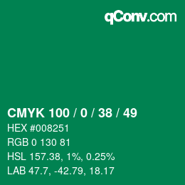 Color code: CMYK 100 / 0 / 38 / 49 | qconv.com